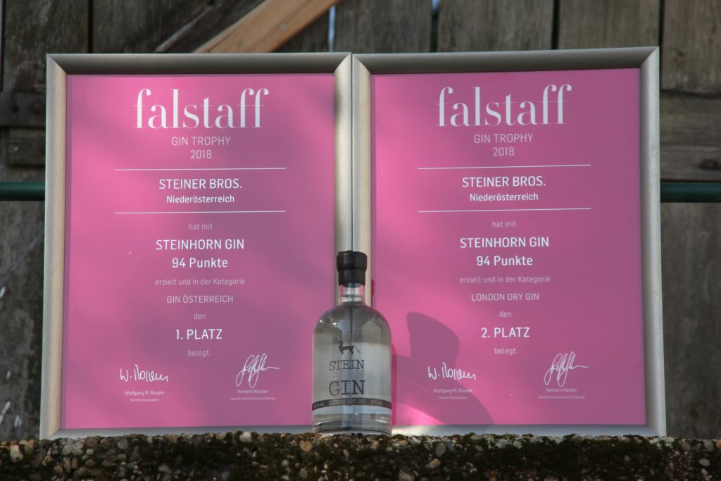 Fallstaff Urkunden Steinhorn Gin: Bester Gin im Falstaff Ranking!